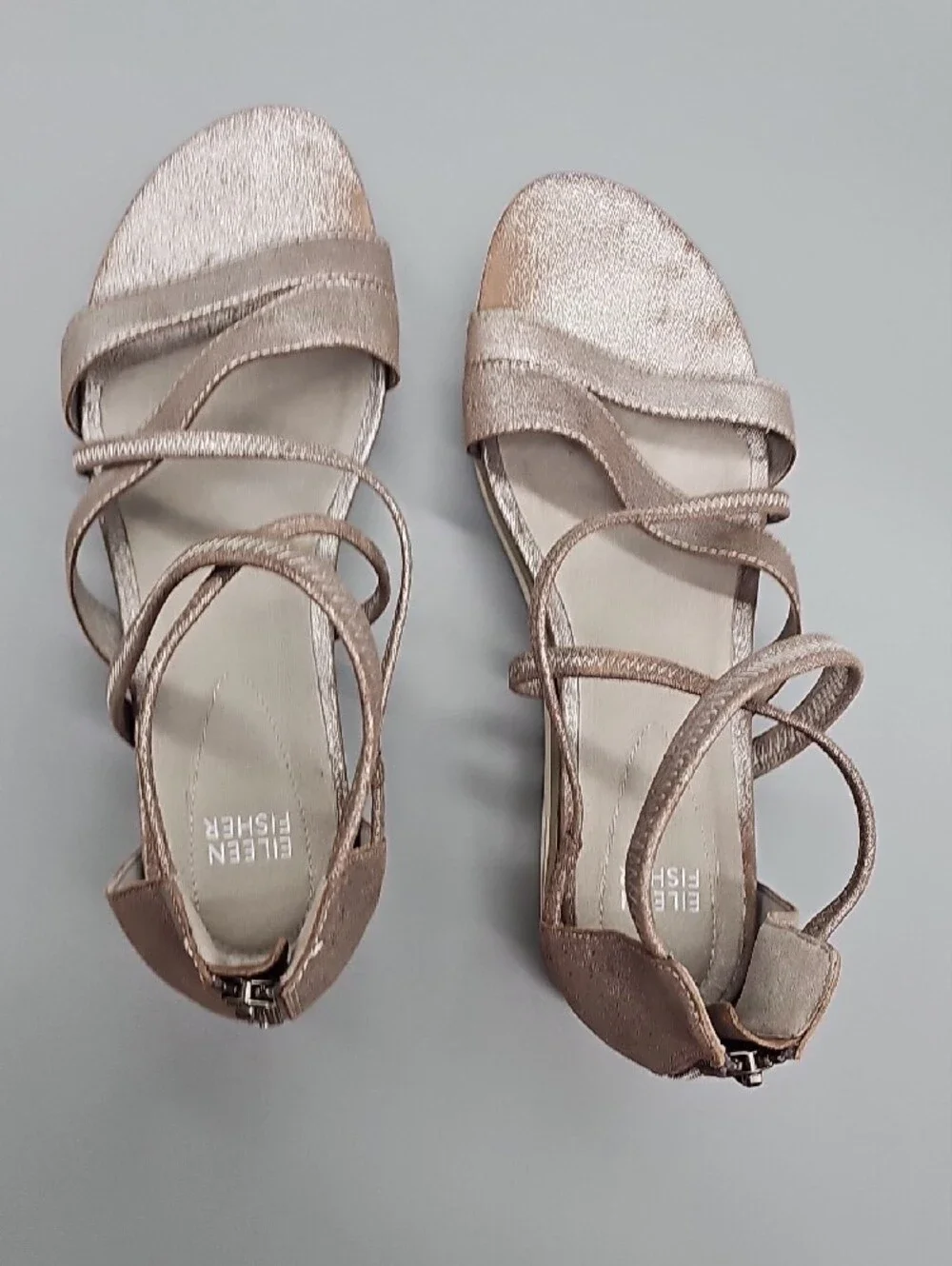 Eileen Fisher Metallic Blush Strappy Sandals